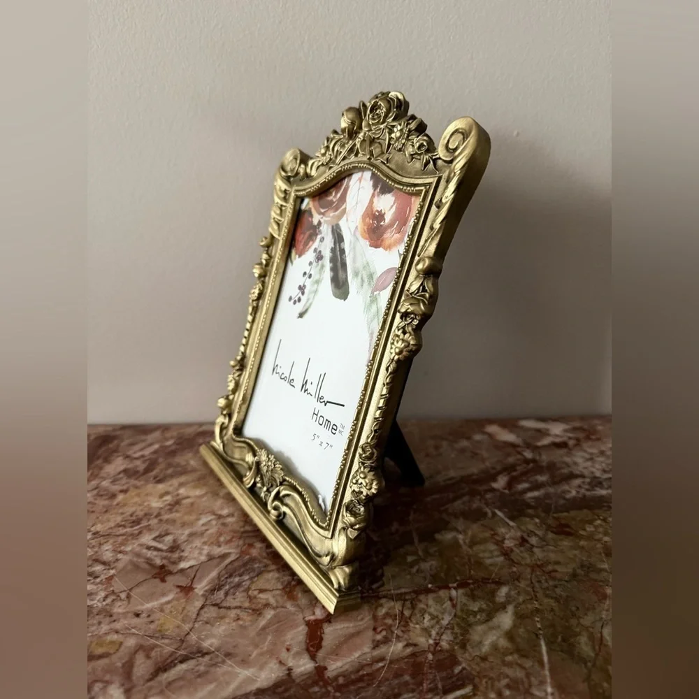 Nicole Miller Gold Floral Embellished Frame antique style